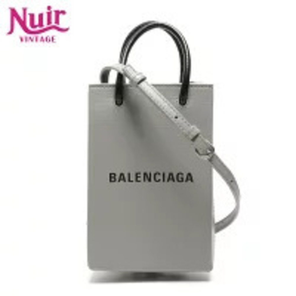 Balenciaga Shopping Phone Holder Shoulder Bag Gray
